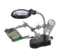 Acouto Helping Hand LED Light Magnifying Lens Soldering Station Third Hand Solder Auxiliary Clamp Magnifying Lens to B Helping HandAdjustable HandMagnifier Handled Light