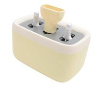 Acouto Ice Maker 3 Cavity Reusable Homemade Ice Cream Maker with 6 Sticks Funnel for Kitchen DIY Premium ABS Safe MakerIce Cream MakerMini MakerFrozen MakerHomemade (Lemon Yellow)