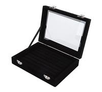 Acouto Jewelry -DISPLAY -Box Storage Box Storage in Elegant Velvet with a Light Lid for Women Acrylic 7 Slot Machines of the Mother Day (Black)