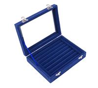 Acouto Jewelry -DISPLAY -Box Storage Box Storage in Elegant Velvet with a Light Lid for Women Acrylic 7 Slot Machines of the Mother Day (Blue)