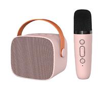 Acouto Karaoke Machine HiFi Surround Sound Portable Speaker with Microphone for Home Outdoor White Can Experience Sound Karaoke MachinePortable MachineBluetooth (Pink)