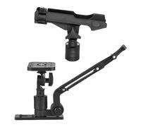 Acouto Kayak Fish Finder Mounting Plate Kayak Boat Transducer Mounting Arm with Adjustable Fishing Pole Holder When Extended 13 8 Stainless a Transducer and 360 9 8 From to Fish