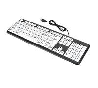Acouto Keyboard for Old People, Black Portable Keyboard with White Large Print Keys for Seniors People Low Sight Individuals (Black)