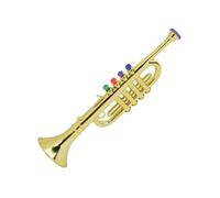 Acouto Kid Trumpet Golden Coated Plastic Children Preschool Music Toy Wind Instrument Made Plastic Color Compact With Horn This Material and Instrument 4 Kid