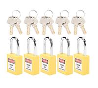 Acouto Lockout Lock Insulation Loto Nylon Steel for Nuclear Energy Logistics Transport 38mm Set(5) (Yellow)