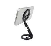 Acouto Magnetic Phone Stand, Dual Axis Adjustable Foldable Phone Holder with 1/4 Screw Hole for Tripod Live Streaming Video Calls Reading