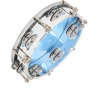 Acouto MBAT Tambourine Double Row Jingle Bells Handheld Percussion Instrument 8inTransparent Fixed with It to met TambourineDouble Row Hand TambourineTambourine with Jingle BellsSelf (Blue)