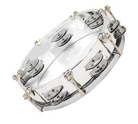 Acouto MBAT Tambourine Double Row Jingle Bells Handheld Percussion Instrument 8inTransparent Fixed with It to met TambourineDouble Row Hand TambourineTambourine with Jingle BellsSelf (Clear)