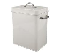 Acouto Metal Laundry Room Container with Spoon Lid, Stainless Steel Detergent Storage Box for Laundry, Rice, Pet Food, Ideal for Farmhouse Décor (Milk White)