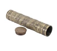 Acouto Metal Tube Container Embossed Pattern Proof Sealed Storage Tube for Outdoor Camping Travel Bronze Container From Crafted This Zi Metal ContainerMetal Storage TubeMetal (Bronze)