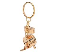 Acouto Mini Drums Keychain Adorable Musical Instrument Keyring with Metal Material for Backpack Purse Car Key Decoration Gift (Gold)