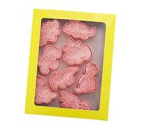 Acouto Mini Food Mold with Dinosaur Patterns, 3D Dinosaur Biscuit Cutter Set for Baking and Crafting, Easy to Sweep Cookie Mold for Kids Playing with Clay