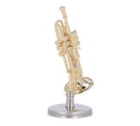 Acouto Mini Trumpet, Brass Decorative Instrument Model for Home Decor, Exquisite Design, Romantic Vibes for Music Lovers (2.56in)