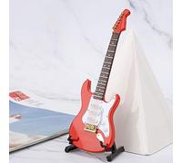 Acouto Miniature Red Electric Guitar Model Basswood Craft Ornament with Fine Workmanship for Desktop Living Room Decoration Gift