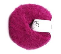 Acouto Mohair Yarn Wool Knitting Set 25g Angora Wool Yarn Kit Soft Touch Anti Pilling Anti Shrinkage for Scarves Shawls Sweaters Hats Knitters (15 deep Rose red)