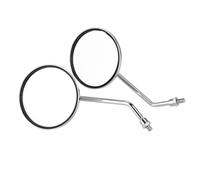 Acouto Motorcycle Mirror Rear View Mirrors Pair, Round Side Mirror with Adjustable HD Glass, Collision Resistant Iron Housing Clear Wide Vision Left and Right Side 8mm Universal