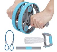 Acouto Multifunctional Combined Abdominal Wheel Pull Strap Set Domestic Gym Fitness TrainingBlue PP Material and Beau Abdominal WheelFitness Training RollerAbdominal Roller (Blue)