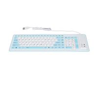 Acouto Mute Foldable Silicone Keyboard Space Saving 103 Key USB Keyboard with Wired for PC Laptop Purple Blue (Blue)