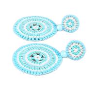 Acouto Pair Seed Bead Earrings Retro Ethnic Lightweight Handcraft Circle Colorfast Beaded Drop Earrings for Girls Women Yellow Colorful Exquisite Workmanshi Seed Bead EarringsBeaded (Blue Colorful)