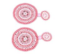 Acouto Pair Seed Bead Earrings Retro Ethnic Lightweight Handcraft Circle Colorfast Beaded Drop Earrings for Girls Women Yellow Colorful Exquisite Workmanshi Seed Bead EarringsBeaded (Pink Colorful)