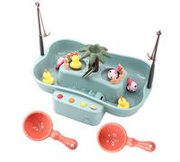 Acouto Parents-Kind Interactive Electric Fishing Game Toy for, Rotatable Hook Fish Toys with Music and Light Effects, Educational Fishing Fan Play ((Blue: 888-58 Deep Blue (self-provided battery) 10)