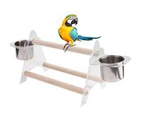 Acouto Parrots Stand Platform Birdcage with Feeder, Parrots Stand for Enjoying and Exercising, with Two Feeder Cups, Suitable for Small and Medium Sized Birds, 20 x 14cm