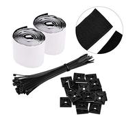 Acouto Pedalboard Kit Self Adhesive Tapes Duty Back Fastener Strips and Self Nylon Locking Zip Cable Ties with Adhesive Mount for Studio Workshop 1 Meter Mounting Zip