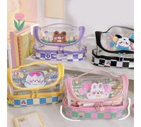Acouto Pencil Bag Cartoon Large Capacity Plastic Zipper C PVC Portable Large Pencil Case for Students School Office Flower Bunny BagLarge CasePen CaseLarge Suitable for (Cute Puppy)