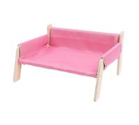 Acouto Pet Couch Bed Pine Wood Stylish Look Versatile Anxiety Relief Elevated Cat Dog Sofa Bed for Home Indoor Durability Bearing the Look High Pine Crafted Offers Warping (Pink)