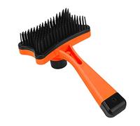 Acouto Pet Grooming Brush, Plastic Self Cleaning Slicker Brush for Dogs and Cats Gently Removes Loose Undercoat, Perfect for Short and Long Hair Pets (Orange)