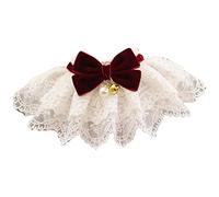 Acouto Pet Lace Bibs Collar Cute Bow Soft Easy to Wear Comfortable Bib Scarf for Dog Cat Decoration Red M The Lace Pet Made Collar a of CollarPet NeckerchiefLace Dog (S)