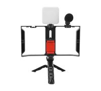 Acouto Phone Live Streaming Kit with Fill Light Microphone Sound Cable Phone Handheld Tripod Video Rig Kit for Vlog Live Streaming KitPhone Video Rig KitPhone KitSmartphone