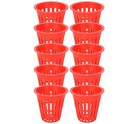 Acouto Planting, 10PCS Planting Basket Hydroponic Cultivation Plastic (Red)