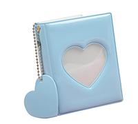 Acouto Pockets Photo Album Hollow Heart Cover DIY Making 3in Single Compartment PVC Pure Color Simple Picture Book Blue DIY to Design Favorite Show to Has Album Simple Place Themes (Blue)