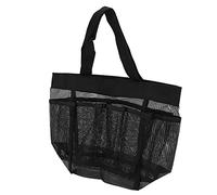 Acouto Portable Mesh Beach Bag Translucent Travel Toiletry Bag for Bath Swimming Black Mesh BagMesh Beach BagMesh BagLarg The Toiletries