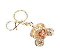 Acouto Pumpkin Carriage Keychain Heart Shaped Decor Sparkle Rhinestones Princess Pumpkin Carriage Keyring Pink Rhinestones a with Look The of Luxurious and Quality Made Alloy (Red)