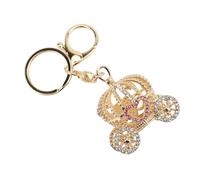 Acouto Pumpkin Carriage Keychain Heart Shaped Decor Sparkle Rhinestones Princess Pumpkin Carriage Keyring Pink Rhinestones a with Look The of Luxurious and Quality Made Alloy (Pink)