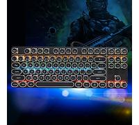 Acouto Punk Mechanical Keyboard 917 With Vintage Round Cap for PUBG Internet Cafes Computer Accessory Appearance It And Durable Expectancy It With Very Long Simple Cap Generous
