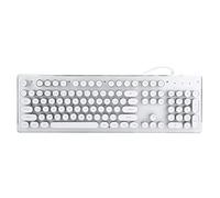 Acouto Retro Wired Gaming Mechanical Keyboard Key Click with 104 Keys Mixed Light Ergonomic DesignBlack Mechanical Click to Not do KeyboardGaming KeyboardWired KeyboardIlluminated (White)