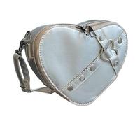 Acouto Rivet Heart S Handbag Plain Color Portable PU Rivet Studded Heart Shoulder Bag for Women Burgundy Size S BagRivet PurseRive Suitable for Adopts (One Size)