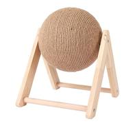 Acouto Scratching Ball with Stand, Interactive Solid Wood Scratcher with Sisal Rope Wood Scratcher Pet Supplies for Cats Kittens Dogs Puppy