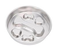 Acouto Slow Feeder Dog Bowl Stainless Steel Non Slip Bottom Slow Down Eating Dog Bowl Claw Pattern Anti Choking an Feeder BowlPet Food BowlSlow Down Eating BowlDog (Bone Pattern)