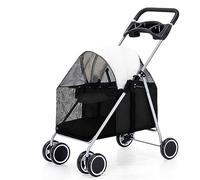 Acouto Small Pet Stroller, Folding Pet Stroller with Large Space, Stylish Design for Dogs, Cats, Rats, and Rabbits, Multi Directional Breathable Entrance and Exit, Suitable for Outings (Black)