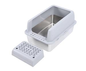 Acouto Stainless Steel Litter Box with Pedal Splashing Enclosed Extra Large Cat Litter Box for Large Cats Lasting Easy Steel Owner's From Strength Material a to home.