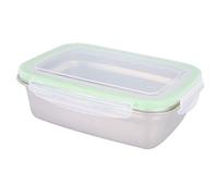 Acouto Stainless Steel Lunch Box, 850ml Portable Food Storage Container, Double Layer Sealing Design, 19.5 X 14.5 X 6.5cm for Picnic Outdoor Travel Kids Adults