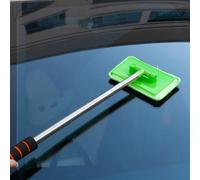 Acouto Telescopic Glass Cleaner Premium Aluminum Alloy Retractable Microfiber Defogger Tool for Car Windshield and Window Cleaning (Green)