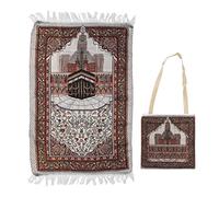 Acouto Thick Cotton Muslim Prayer Mat, 70x110cm Soft Islamic Praying Rug with Distinctive Directional Design, Includes Durable Matching Cloth Carry Bag for Daily Salah and Travel