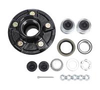 Acouto Trailer Idler Hub Kit, 5 on 4.5 Inch Circle Hub with Bearings Seals Dust Caps Lug Nuts, for 1 1/16in to 3/8in Axles 3500 Lbs Capacity