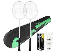 Acouto Training Badminton Racket Shuttlecock Set Physical Education Exercise Sports Equipment Iron Alloy Badminton Racket Kit Iron Frame a Both Durability Lightweight Ensuring (White)