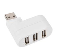 Acouto Turning Splitter USB-HUB 3-port Adapter Slim Design for PC Notebook Laptop for Working From Home (White)